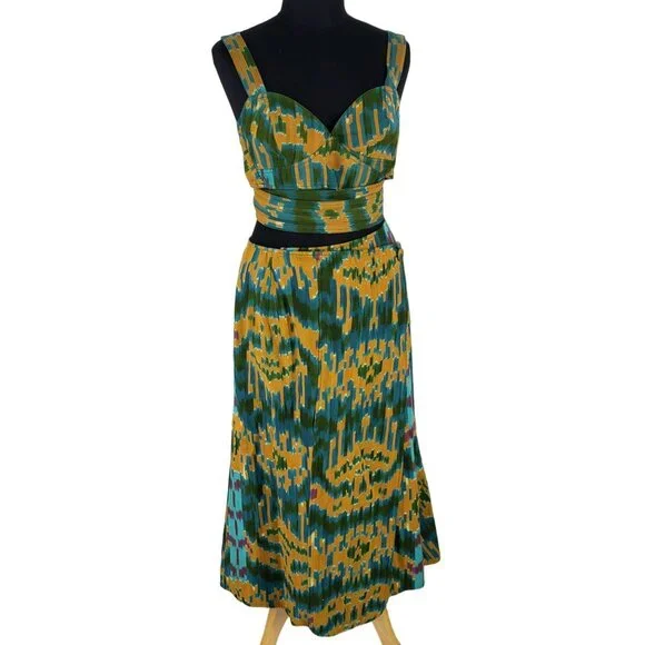 COPY - Ulla Johnson Navi Byzantine Midi Wrap Skirt Blue Yellow Green Fall Ikat … - Picture 5 of 14
